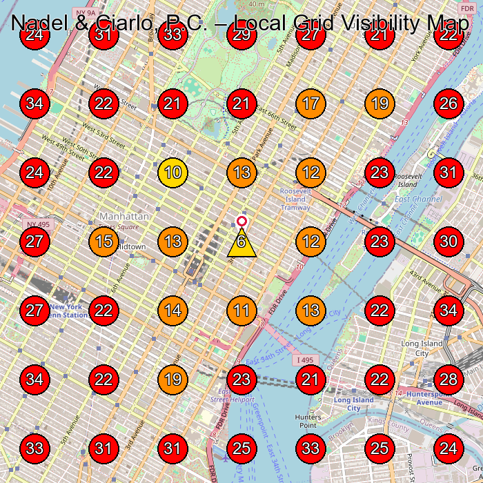 Nadel & Ciarlo, P.C. GeoGrid visibility map for Real Estate Attorney in New York